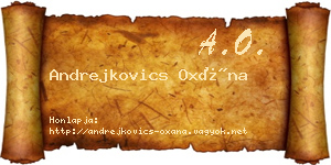 Andrejkovics Oxána névjegykártya